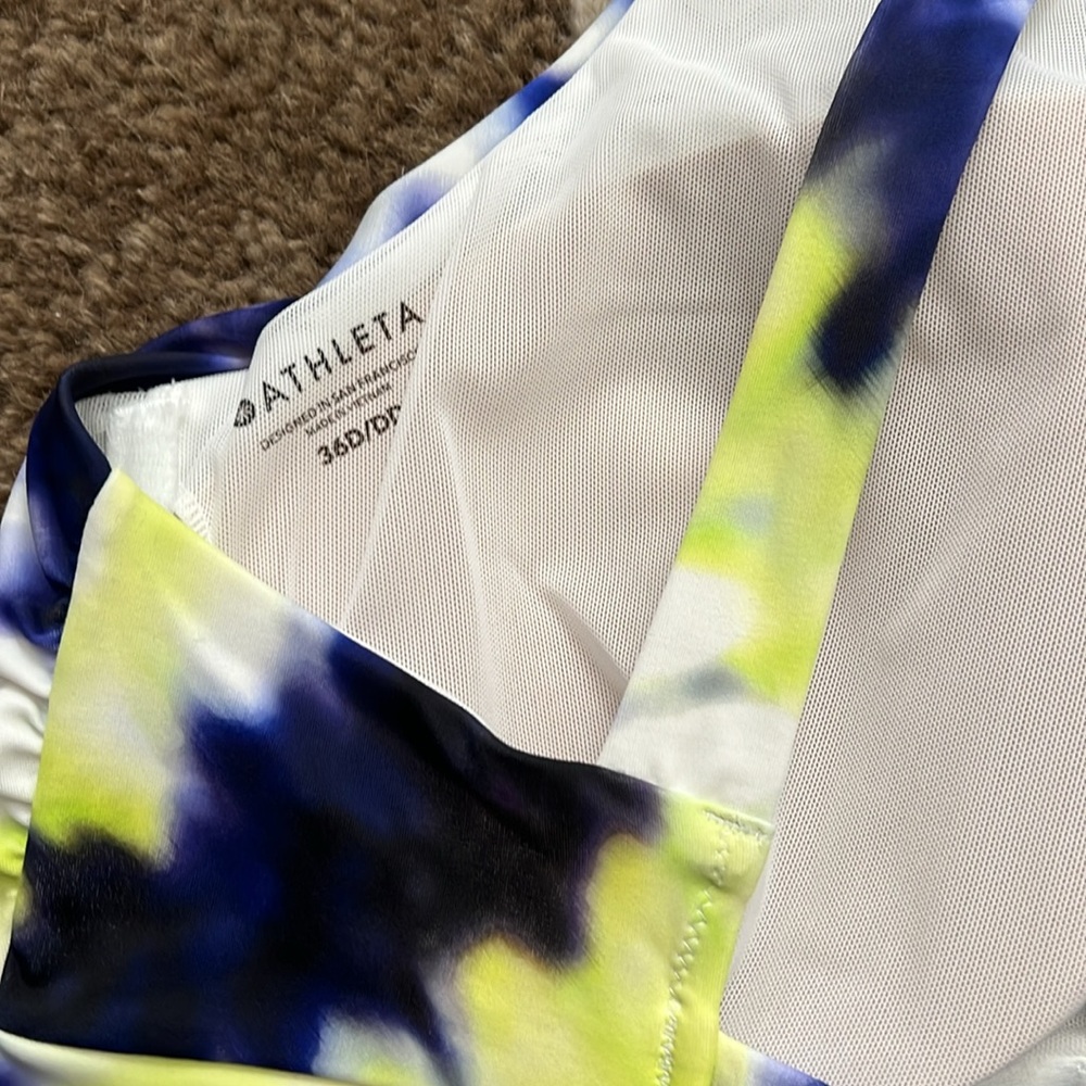 Athleta Women's Blue and Yellow Tie-Dye swim Tank Top - Picture 3 of 7